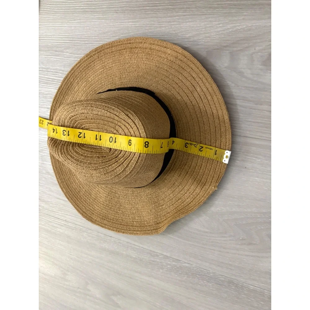 San Diego Hat Co Women Four Buttons Tan Straw Sun Hat Black Ribbon Band Women OS